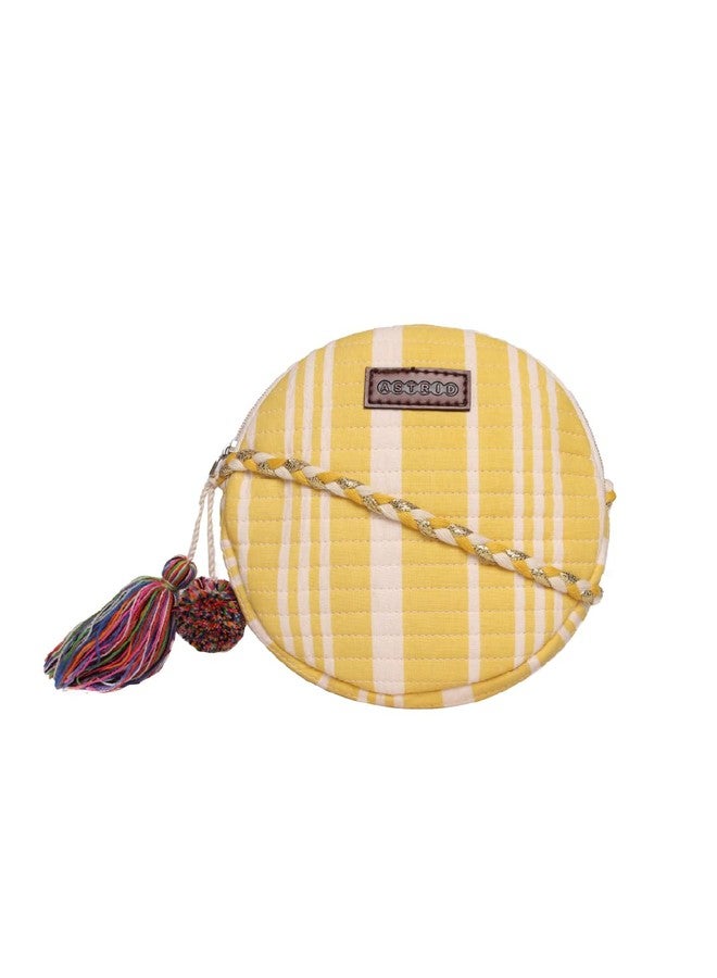 ASTRID Round Quilted Sling Bag For Girls (yellow) - Image 1